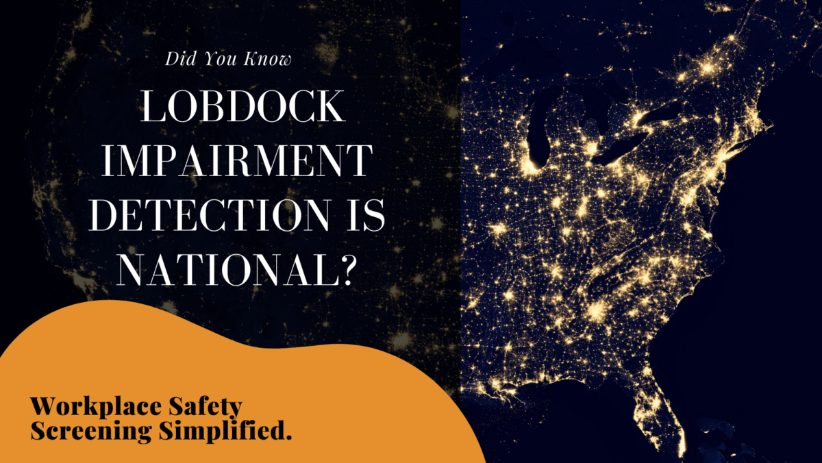 An image of America taken from space at night, you can see the lights of all the major cities, with a title next to it saying"Did You Know Lobdock Impairment Detection Is National?"
